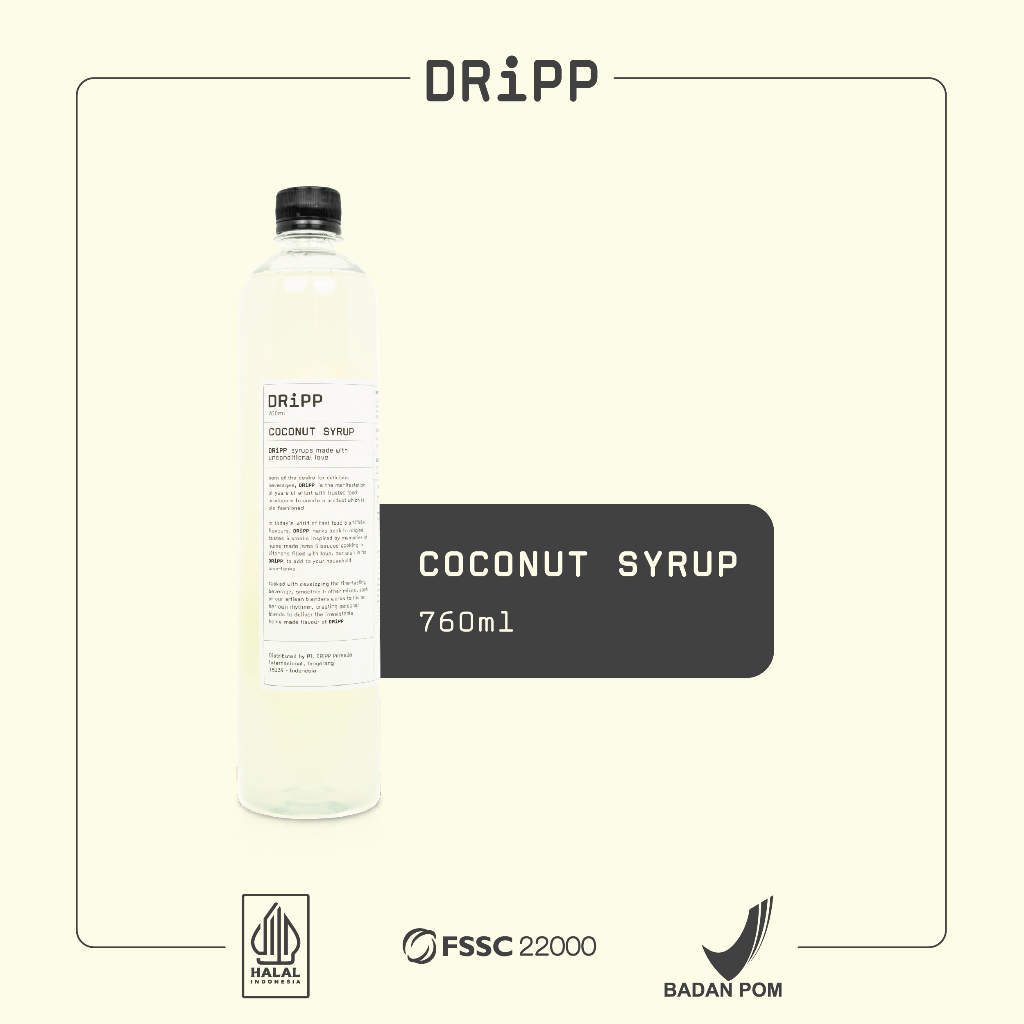 DRiPP Coconut Syrup - Perasa Minuman Berbentuk Sirup Kelapa Untuk Kafe dan Restoran