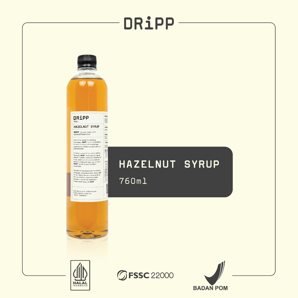 DRiPP Hazelnut Syrup - Perasa Minuman Berbentuk Sirup Hazelnut Untuk HORECA