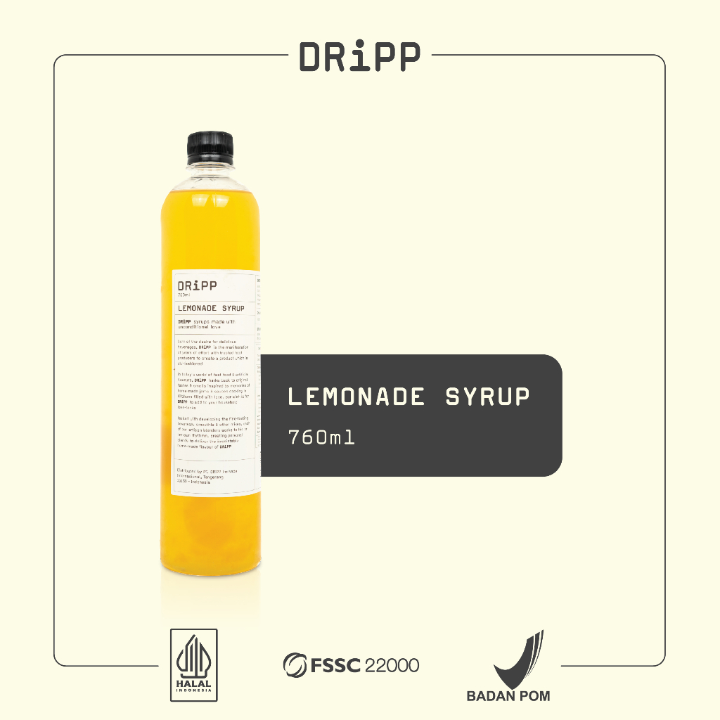 DRiPP Lemonade Syrup - Perasa Minuman Berbentuk Sirup Lemon Untuk Kafe dan Restoran