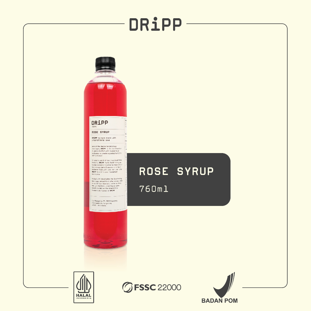 DRiPP Rose Syrup - Sirup Rasa Mawar Untuk Minuman Enak di Kafe/Bisnis/Rumahan