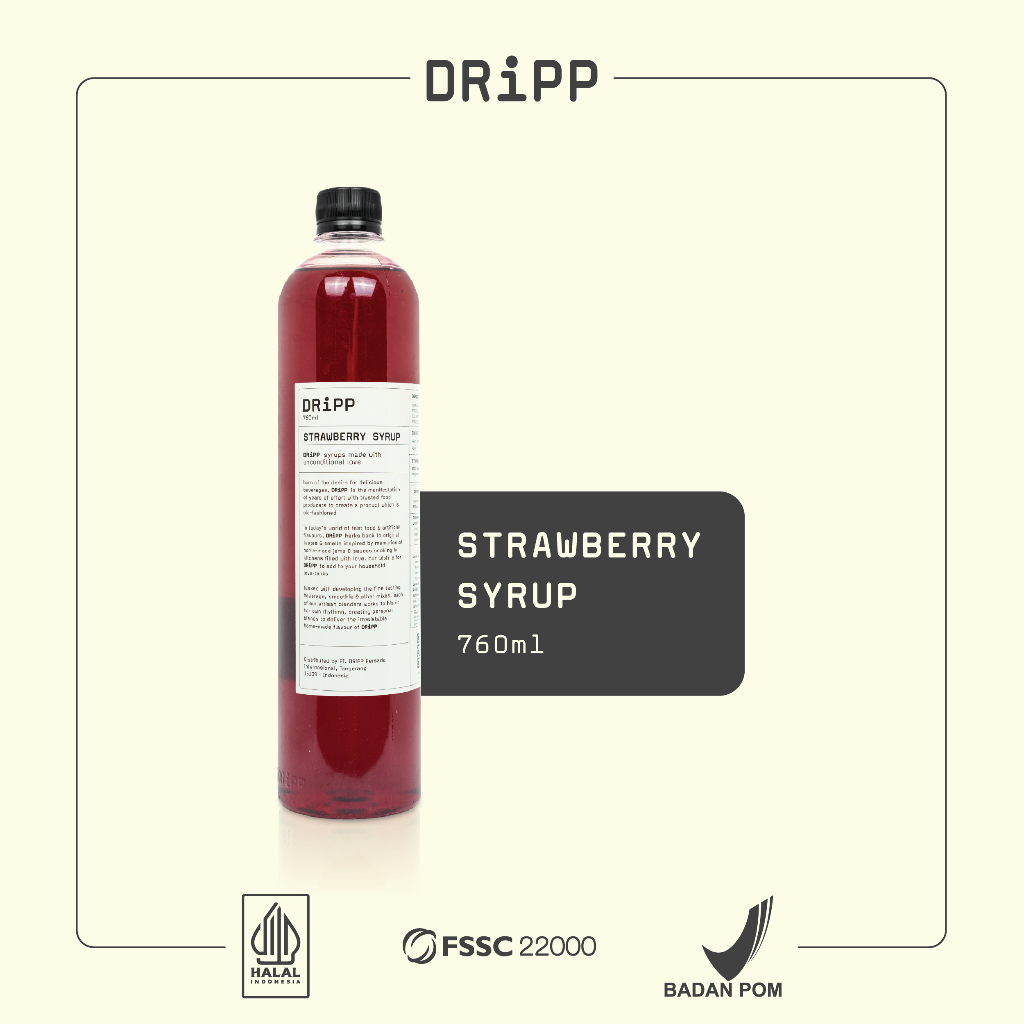 DRiPP Strawberry Syrup - Perasa Minuman Berbentuk Sirup Rasa Stroberi Untuk HORECA