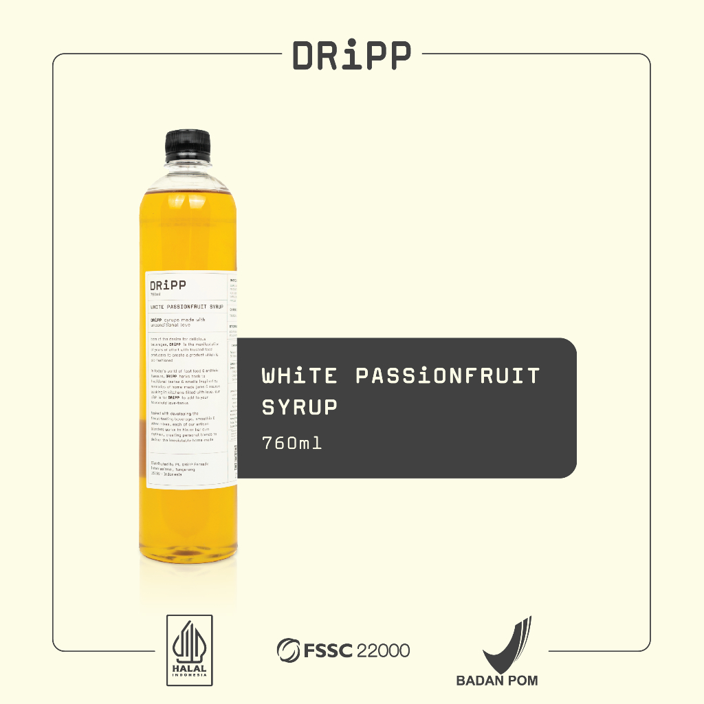 DRiPP White Passionfruit Syrup - Sirup Rasa Markisa Untuk HORECA